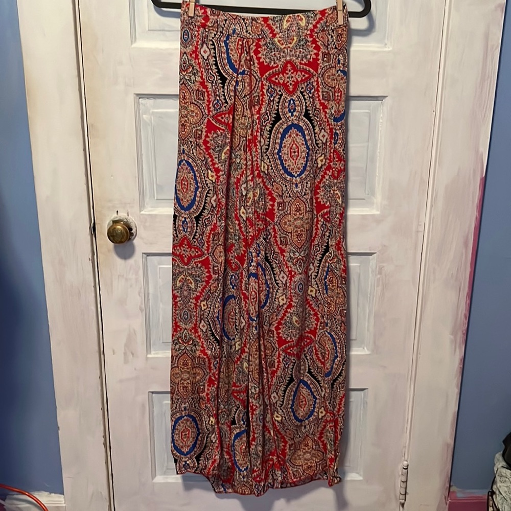Boho flowy paisley print beach cover up pants